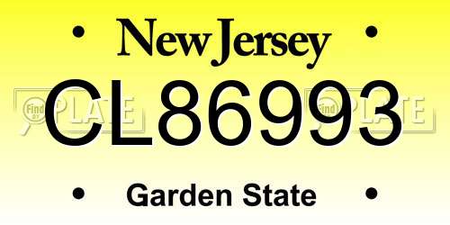 CL86993 New Jersey License Plate