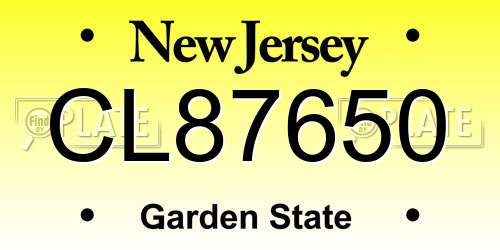 CL87650 New Jersey License Plate