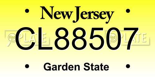 CL88507 New Jersey License Plate