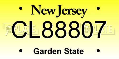 CL88807 New Jersey License Plate
