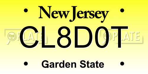 CL8D0T New Jersey License Plate