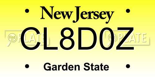 CL8D0Z New Jersey License Plate