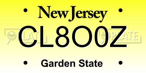 CL8O0Z New Jersey License Plate