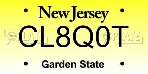 CL8Q0T New Jersey License Plate