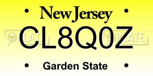 CL8Q0Z New Jersey License Plate