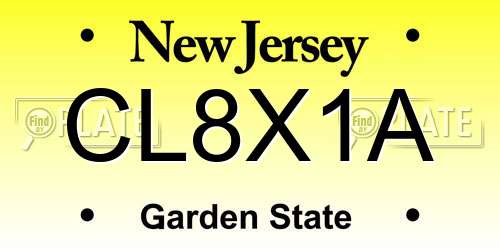 CL8X1A New Jersey License Plate