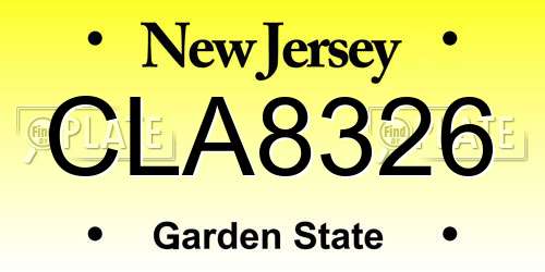 CLA8326 New Jersey License Plate