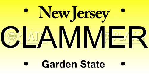 CLAMMER New Jersey License Plate