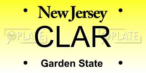CLAR New Jersey License Plate