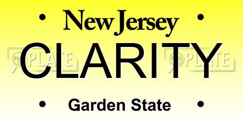 CLARITY New Jersey License Plate