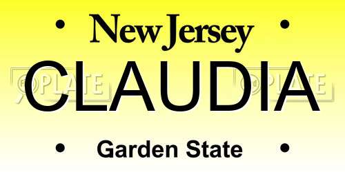 CLAUDIA New Jersey License Plate