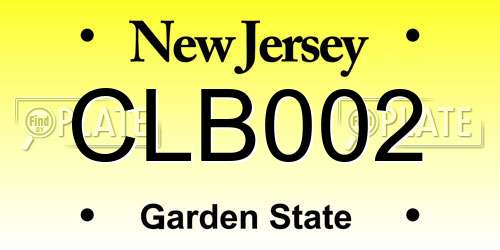 CLB002 New Jersey License Plate
