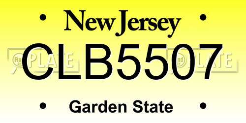 CLB5507 New Jersey License Plate