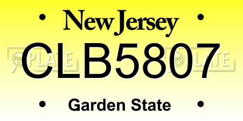 CLB5807 New Jersey License Plate