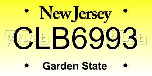 CLB6993 New Jersey License Plate