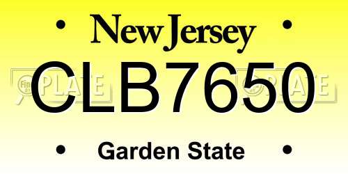 CLB7650 New Jersey License Plate