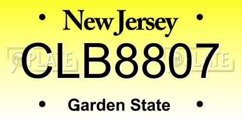 CLB8807 New Jersey License Plate
