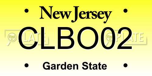 CLBO02 New Jersey License Plate