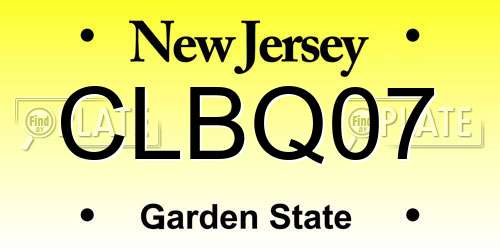 CLBQ07 New Jersey License Plate