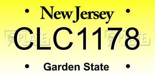 CLC1178 New Jersey License Plate