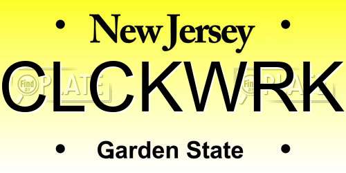 CLCKWRK New Jersey License Plate