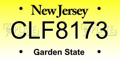 CLF8173 New Jersey License Plate