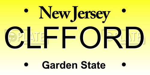 CLFFORD New Jersey License Plate