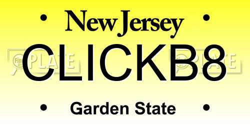 CLICKB8 New Jersey License Plate