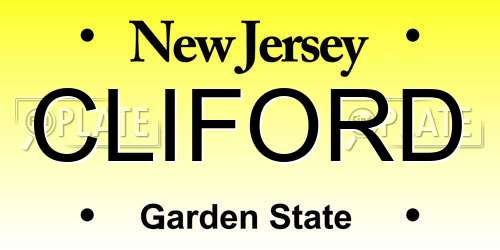 CLIFORD New Jersey License Plate