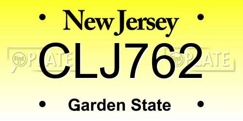 CLJ762 New Jersey License Plate