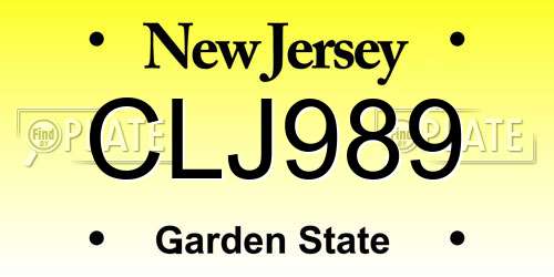 CLJ989 New Jersey License Plate