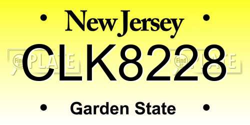 CLK8228 New Jersey License Plate