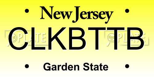 CLKBTTB New Jersey License Plate