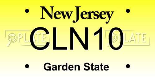 CLN10 New Jersey License Plate