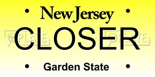 CLOSER New Jersey License Plate