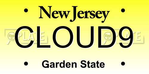 CLOUD9 New Jersey License Plate
