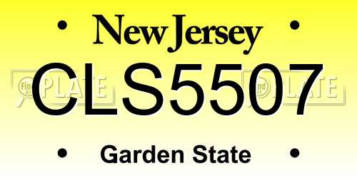 CLS5507 New Jersey License Plate