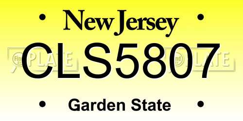 CLS5807 New Jersey License Plate