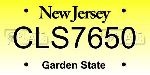 CLS7650 New Jersey License Plate