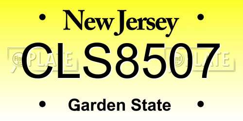 CLS8507 New Jersey License Plate
