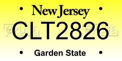 CLT2826 New Jersey License Plate