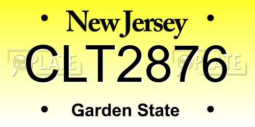 CLT2876 New Jersey License Plate