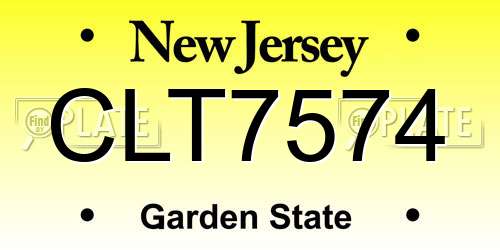 CLT7574 New Jersey License Plate