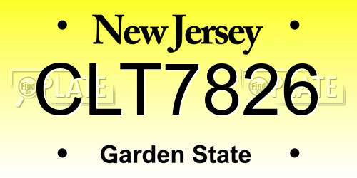 CLT7826 New Jersey License Plate