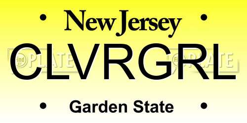 CLVRGRL New Jersey License Plate