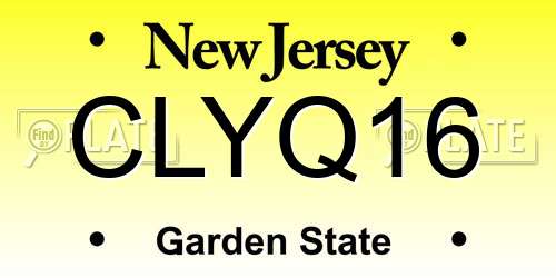 CLYQ16 New Jersey License Plate