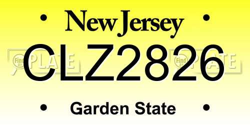 CLZ2826 New Jersey License Plate