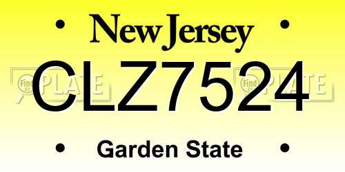 CLZ7524 New Jersey License Plate