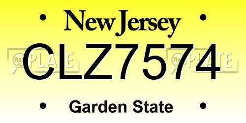 CLZ7574 New Jersey License Plate