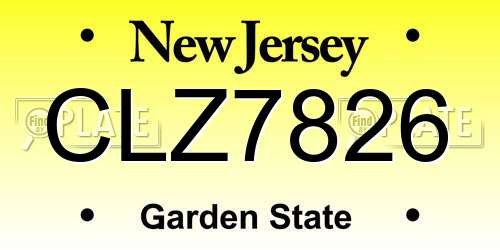 CLZ7826 New Jersey License Plate